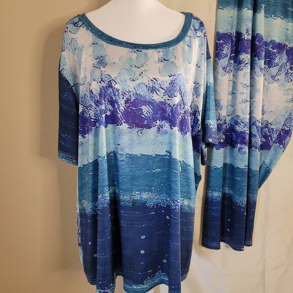 Women's 5XL Blue & White Pajama Set - Comfort & Style - Picture 2 of 16